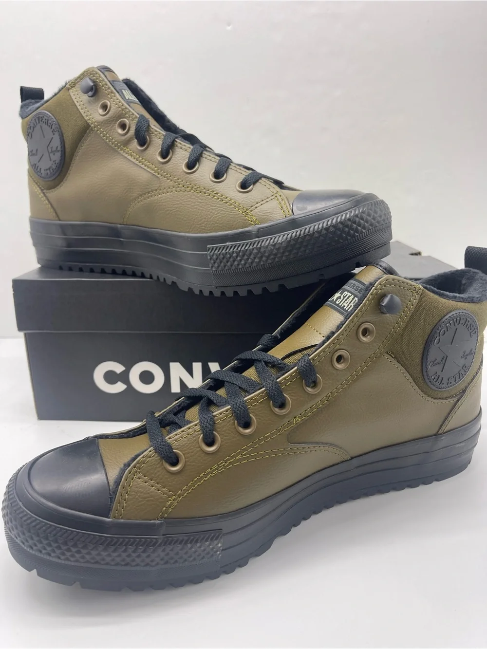 Converse Olive Green and Black High-Top Sneakers